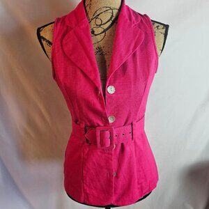 Vintage Y2K My Michelle Vest Top w/Buttons Bright Pink Size Small